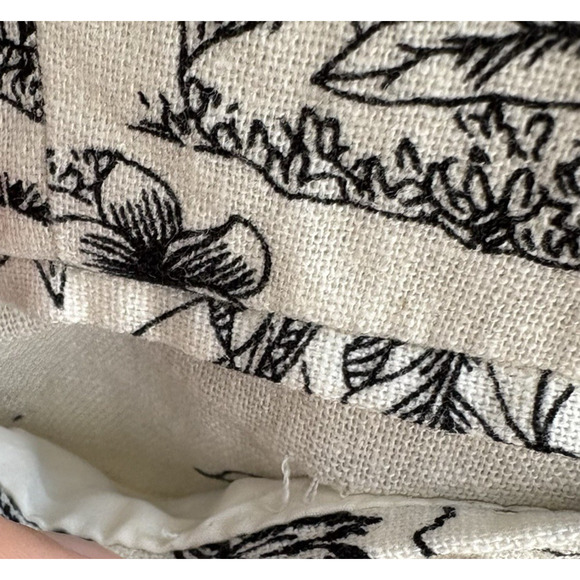 H by HALSTON Medium Linen Blend Blazer Jacket Cream Black Tropical Print Office - Picture 16 of 16